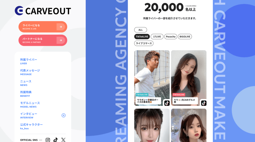カーブアウトの所属ライバー一覧
